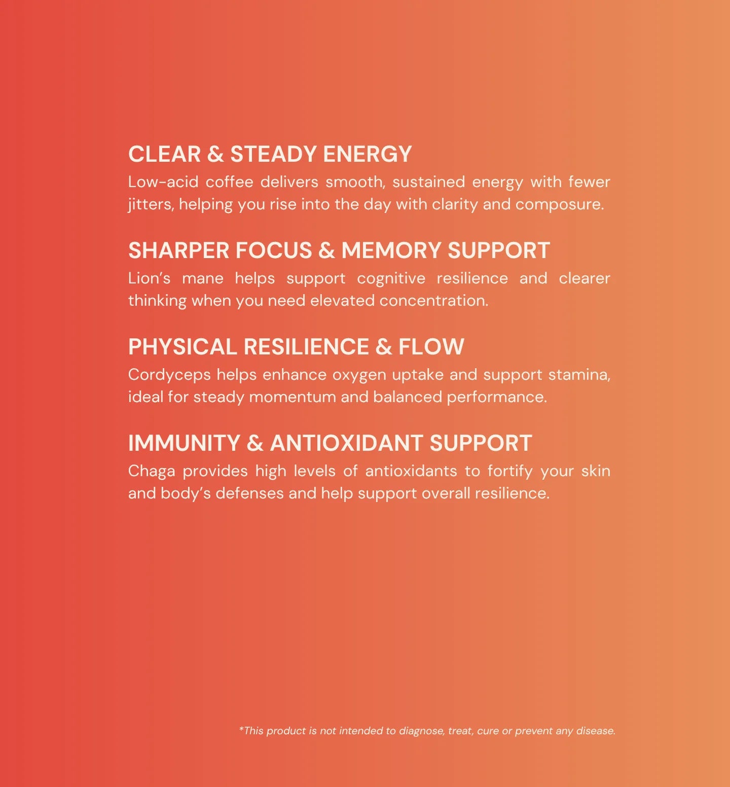 MOGU Coffee benefits for clear energy, focus, resilience, and immunity.
