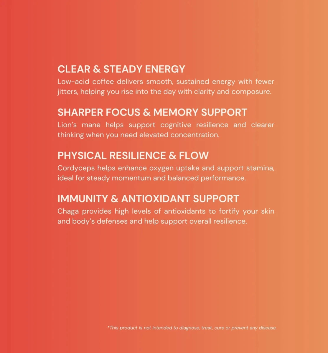 MOGU Coffee benefits for clear energy, focus, resilience, and immunity.