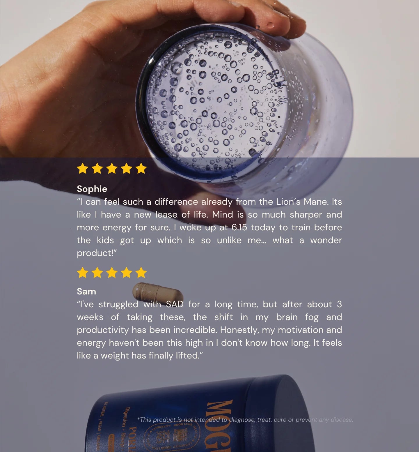 Customer feedback for better energy, clarity and motivation from MOGU Lion's Mane